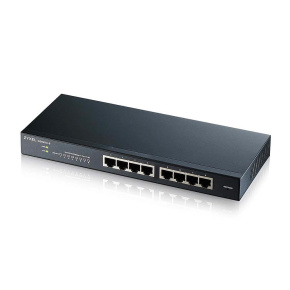 Zyxel GS1900-8 8-portový stolový gigabitový webový inteligentný prepínač: 8x Gigabit metal, IPv6, 802.3az (zelená), bez