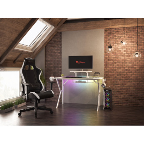 Genesis herný stôl Holm 320, RGB podsvietenie, biely, 120x60cm, 3xUSB 3.0, bezdrôtová nabíjačka