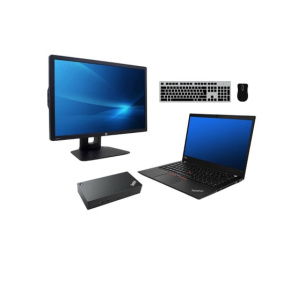Notebook Lenovo ThinkPad T490 + Docking station Lenovo ThinkPad USB-C Dock (Type 40A9) 90W Adapter + Monitor HP Z24i 24" - Repas