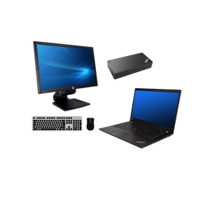 Notebook Lenovo ThinkPad T490 + Docking station Lenovo ThinkPad USB-C Dock (Type 40A9) 90W Adapter + Monitor HP Compaq LA2306x 23" - Repas