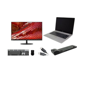 Notebook HP EliteBook 745 G5 + Docking station HP Ultra Slim B9C87AA + Monitor Lenovo ThinkVision T27i-10 27" - Repas