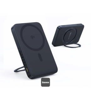 Baseus Powerbanka PicoGo Qi2 s otočným stojanom a bezdrôtovým nabíjaním 5000mAh 20W USB-C čierna