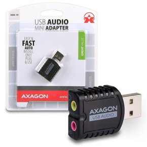 AXAGON ADA-10, USB 2.0 - externá zvuková karta MINI, 48kHz/16-bit stereo, vstup USB-A
