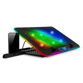 EVOLVEO Ania 9RGB, chladiaca podložka pod notebook, 6x ventilátor, RGB podsvietenie ventilátorov a obvod EVOLVEO Ania 9RGB, chladiaca podložka pod notebook, 6x ventilátor, RGB podsvietenie ventilátorov a obvod