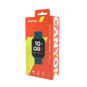 Canyon SW-54, Easy, smart hodinky, štíhle, BT s app Canyon Life, IP touchscreen 1.7´´, IP68, 14 športov, zelené