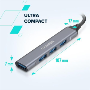 Canyon DS-02, USB-C Hub, 4 porty, 3xUSB 2.0 480Mbps, 1xUSB 3.0, 5Gbps, USB-C/USB-A adaptér, modrá