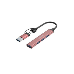 Canyon DS-02, USB-C Hub, 4 porty, 3xUSB 2.0 480Mbps, 1xUSB 3.0, 5Gbps, USB-C/USB-A adaptér, ružová