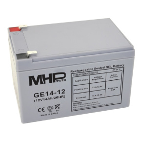 MHPower GE14-12 Gélový akumulátor 12V/14Ah, Faston F2 - 6,3mm, Deep Cycle