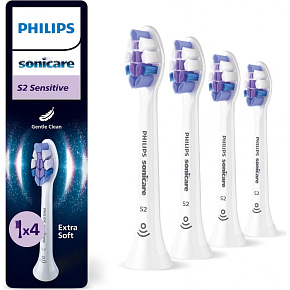 Philips HX6054/87 Sonicare Sensitive S2 4 ks, náhradní hlavice, standardní hlavice, nasazovací, bílá Philips HX6054/87 Sonicare Sensitive S2 4 ks, náhradní hlavice, standardní hlavice, nasazovací, bílá