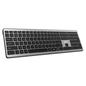 C-TECH Klávesnice Quallis KB-118 Dual mode, bezdrátová, BT5.0 + 2,4GHz, scissors tlačítka, USB nano receiver, CZ/SK