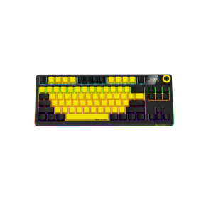 Lorgar KBP70TKLW, Pro bezdrôtová mechanická herná klávesnica, 2.4 GHz/ BT 5.0, Displej, multim. tlač., US layout, žltá