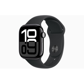 Apple Watch S10 Cell/42mm/Jet Black/Šport Band/Black/-S/M