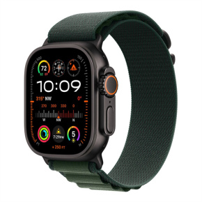 Apple Watch Ultra 2 GPS + Cellular 49mm Black Titanium Case with Dark Green Alpine Loop - Small