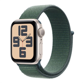 Apple Watch SE GPS 44mm Starlight Aluminium Case with Lake Green Sport Loop