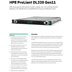 HPE PL DL320g11 6526Y (2.8/16C) 4x32G (p64706) 8SFF NS204(2x480Gm.2) VROC 2x1000W 2p10GT 7F Smart Choice