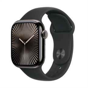 Apple Watch Series 10 GPS + Cellular 42mm Slate Titanium Case with Black Sport Band - M/L