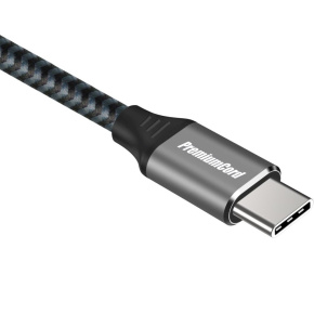 PremiumCord Kábel USB-C M/M, 100W 20V/5A 480Mbps bavlnený oplet, 1,5m