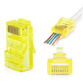 W-star Konektor UTP RJ45EZ Cat5e100ks pozlátený, žltá, pass through RJ45EZ5YS