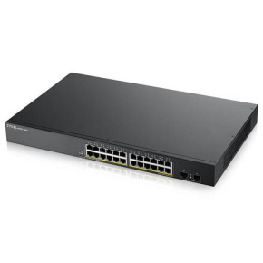 Zyxel GS1900-24HP v2, 24-port GbE L2 PoE Smart Switch, rackmount, 170 Watt