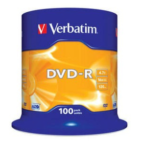 VERBATIM DVD-R(100-balenie)Vreteno/bežný maloobchod/16x/4.7GB