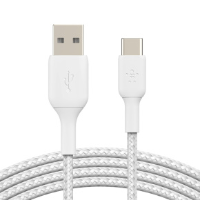 BELKIN kábel opletaný USB-C - USB-A, 2m, biely BELKIN kábel opletaný USB-C - USB-A, 2m, biely