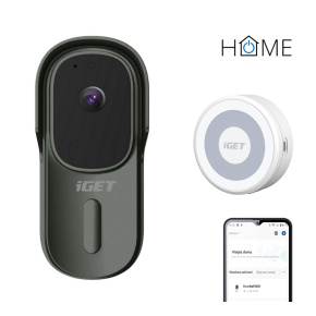 iGET HOME Doorbell DS1 Anthracite + CHS1 White - WiFi batériový videozvonček, set s reproduktorom, CZ