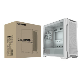 GIGABYTE C102 GLASS ICE/Midi Tower/Transpar./Biela