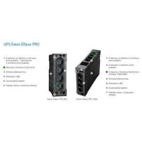 EATON UPS 1/1fáza, 850VA - Ellipse PRO 850 IEC, Line-interactive