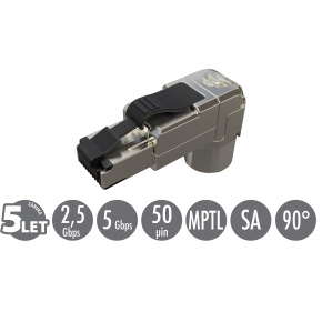 Konektor MPTL 90° RJ45 CAT5E STP samorezný SXRJ45-5E-STP-BK-SA-U