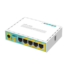 MIKROTIK RouterBOARD hEX PoE lite + L4 (650MHz, 64 MB RAM, 5xLAN switch, USB, plastic case, zdroj)