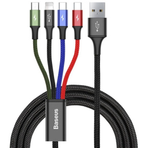 Baseus CA1T4-B01 Fast 4in1 Kábel Lightning, 2x USB-C, MicroUSB 3.5A 1.2m Black