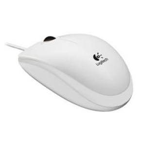 Logitech B100 - káblová optická myš, USB - biela