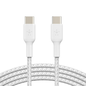 BELKIN kábel opletaný USB-C - USB-C, 1m, biely