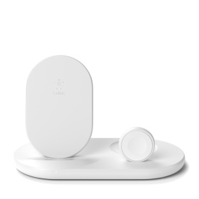 BELKIN Qi 3v1 nabíjací stojan, biely (iPhone, Apple Watch, AirPods)