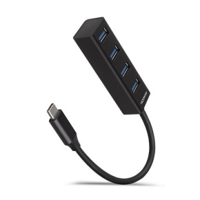 AXAGON HUE-M1C, 4x USB 3.2 Gen 1 MINI hub, kovový, kábel USB-C 20cm