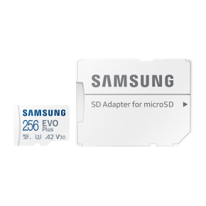 Samsung EVO Plus/micro SDXC/256GB/UHS-I U3 / Class 10/+ Adaptér/Biela