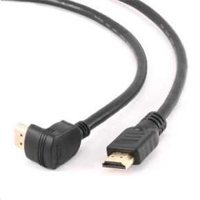 GEMBIRD Kábel HDMI-HDMI M/M 3m, 1.4, M/M tienený, pozlátené kontakty, 90° lomený, čierny
