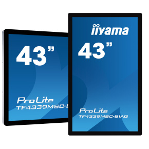 43'' iiyama TF4339MSC-B1AG: AMVA, FullHD, capacitive, 12P, 400cd/m2, VGA, HDMI, DP, 24/7, IP54, čierny