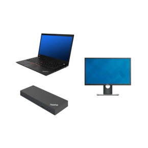 Notebook Lenovo ThinkPad T490 + Docking station Lenovo ThinkPad USB-C Dock (Type 40A9) 90W Adapter + Monitor Dell Professional P2417H 24" - Repas