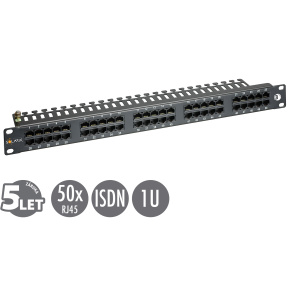 19'' ISDN panel Solarix 50 x RJ45 čierny 1U SX50-ISDN-BK
