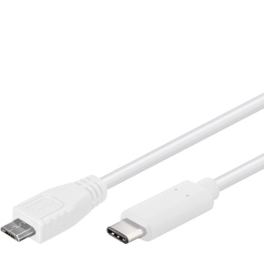 PremiumCord USB-C/male - USB 2.0 Micro-B/Male, biely, 0,6m