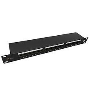 19'' Patch panel Solarix 24 x RJ45 CAT5E STP černý