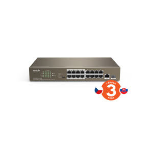 Tenda TEF1118P-16-150W PoE AT switch - 16x PoE 100 Mb/s + 1xUplink 1Gb/s RJ45/SFP, PoE+ 135W,fanless