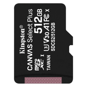 Kingston CANVAS SELECT PLUS/micro SD/512 GB/100 MBps/UHS-I U3 / Class 10