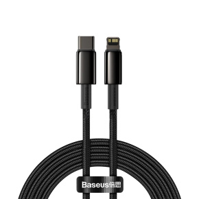 Baseus Dátový kábel Tungsten Gold PD 20W 2m USB-C/Lightning čierny