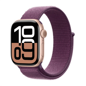 Apple Watch Series 10 GPS 42mm Rose Gold Aluminium Case with Plum Sport Loop