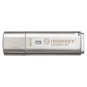 Kingston IronKey Locker+ 50/64GB/145MBps/USB 3.1/USB-A/Stříbrná