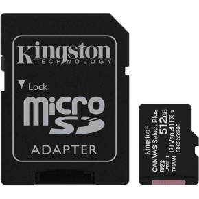 Kingston CANVAS SELECT PLUS/micro SDXC/512GB/UHS-I U3 / Class 10/+ Adaptér