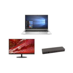 Notebook HP EliteBook 840 G7 + Fujitsu Thunderbolt 4 Port Replikator with 170W adapter FPCPR401BP + Lenovo ThinkVision T27i-10 27" IPS NEW Monitor - Repas