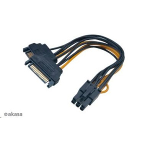 Adaptačný kábel AKASA 2xSATA na 6pin PCIE, 15 cm
